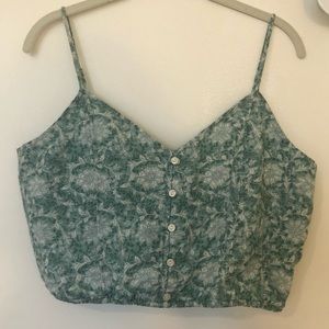 American Eagle Crop Spaghetti Strap Tank with Floral Print